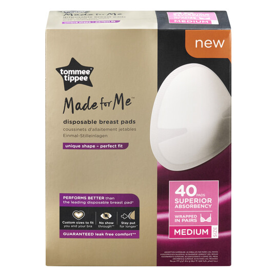 Tommee Tippee Made For Me Disposable Breast Pads 40pcs Wrapped In Pairs Medium Size image number 6